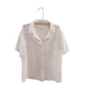 Vintage Flavors of California Embroidered Cottagecore Blouse Collared Top